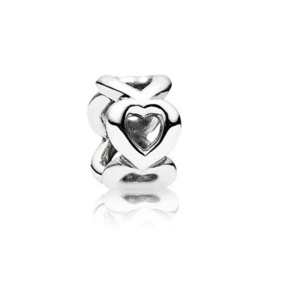 Pandora Openwork Openweave Heart Spacer Charm Authentic Sterling Silver